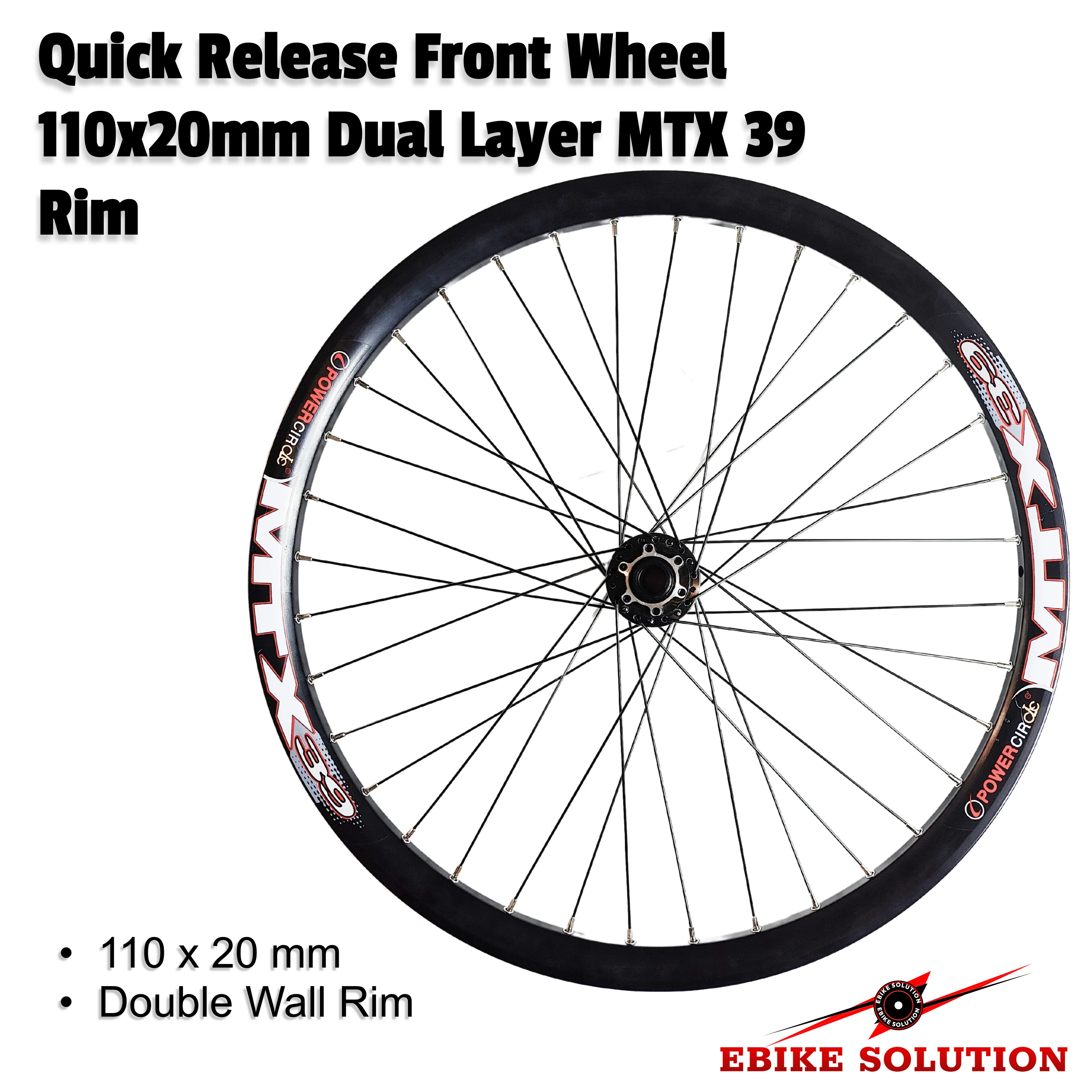 MTB Trail Bike Front Wheel Thru Axle 20mm x 110mm Ebike MTX39 26"/27.5"/29" - Image 3