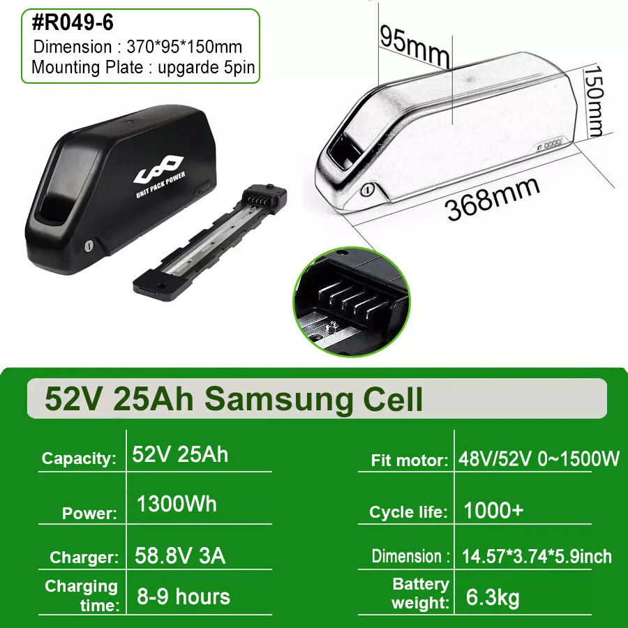 52V 25Ah 2000W Motor Li-ion Ebike Battery Electric Bike Battery Samsung Cells Jumbo Shark - Image 3