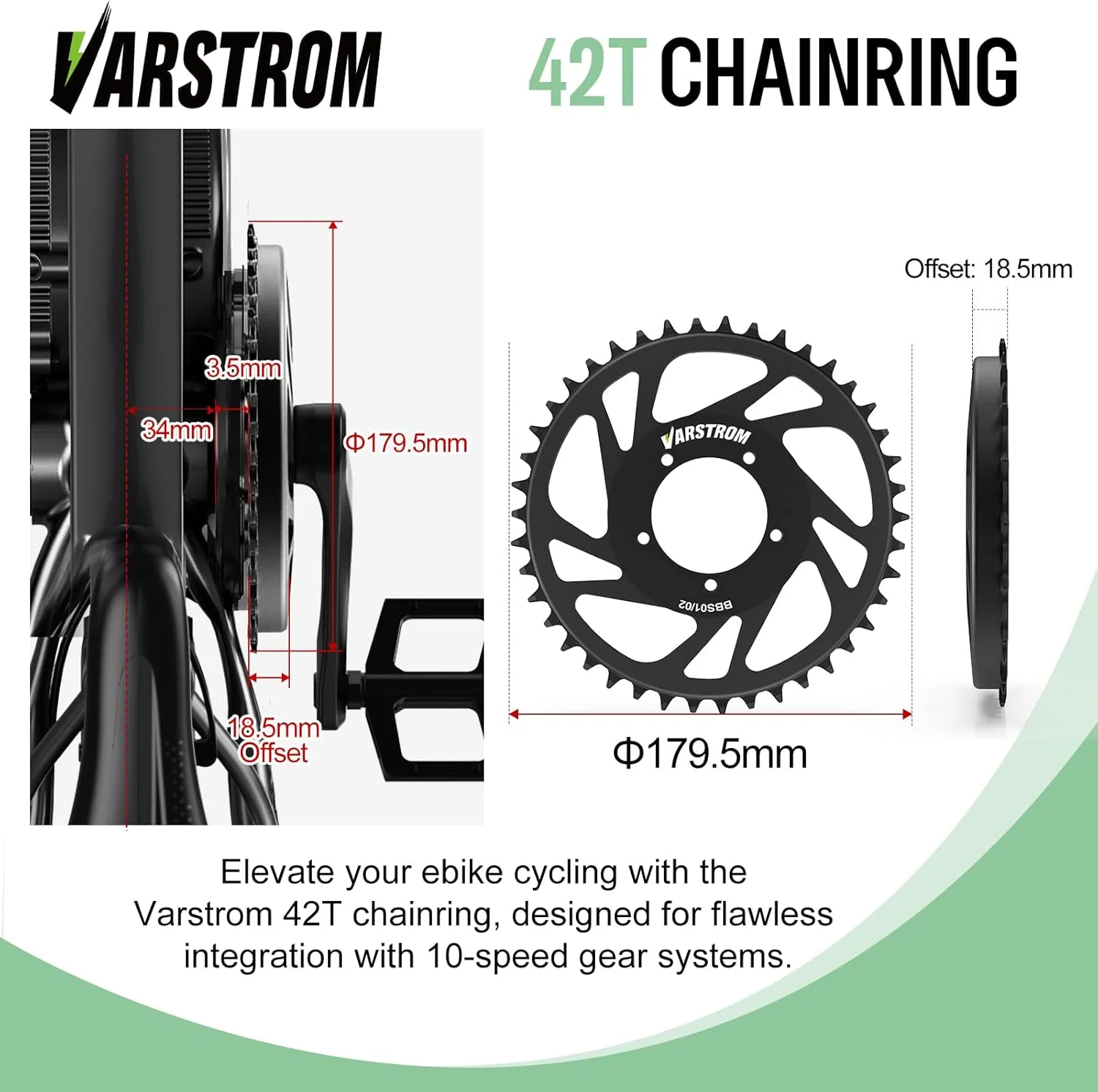 BAFANG BBS01/02 42T Chain Ring Offset Correction Electric Bicycle Ebike Wheel - Image 6