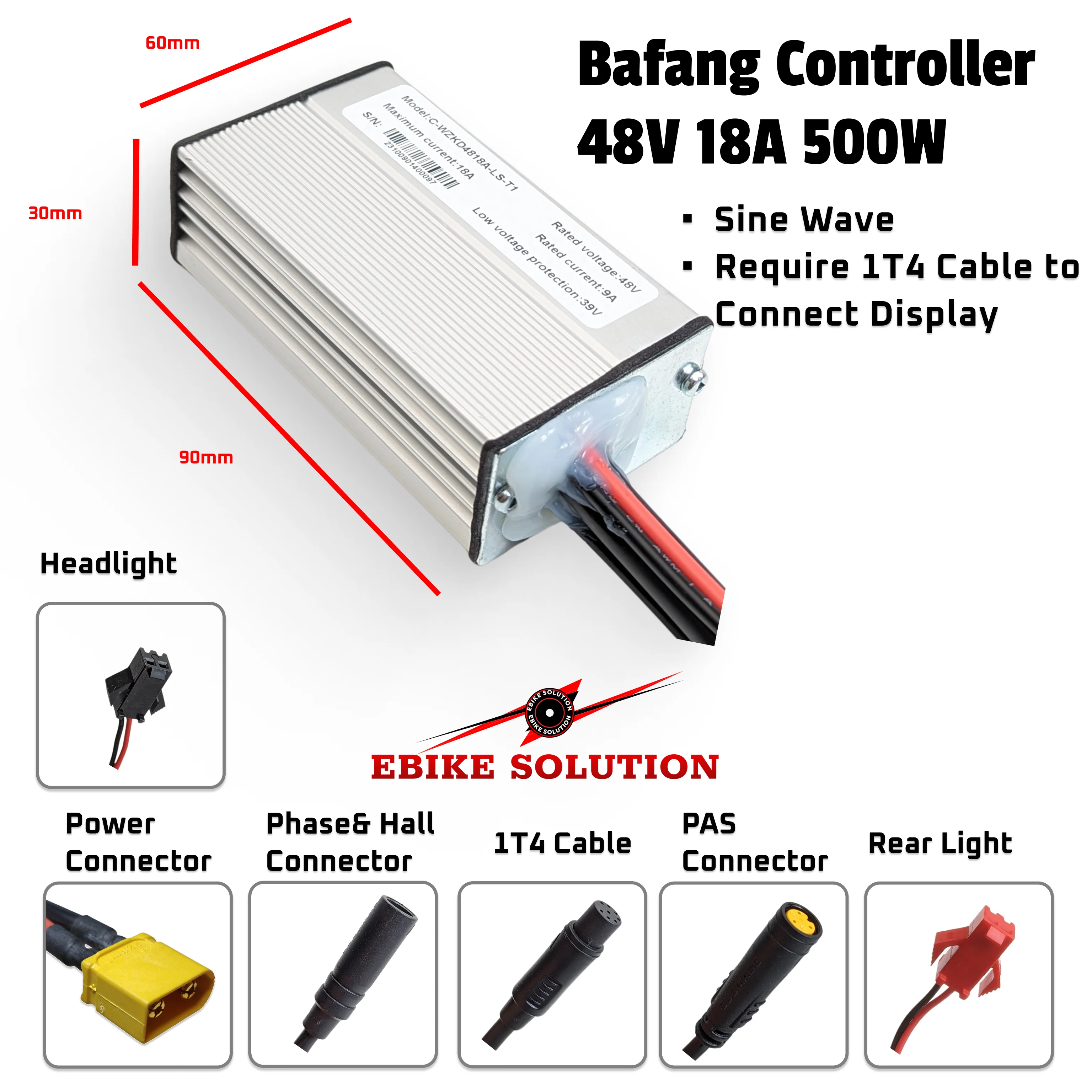 Bafang Brushless Motor Controller Display 500C EKD01 36/48V 15-25A 250-750W - Image 4