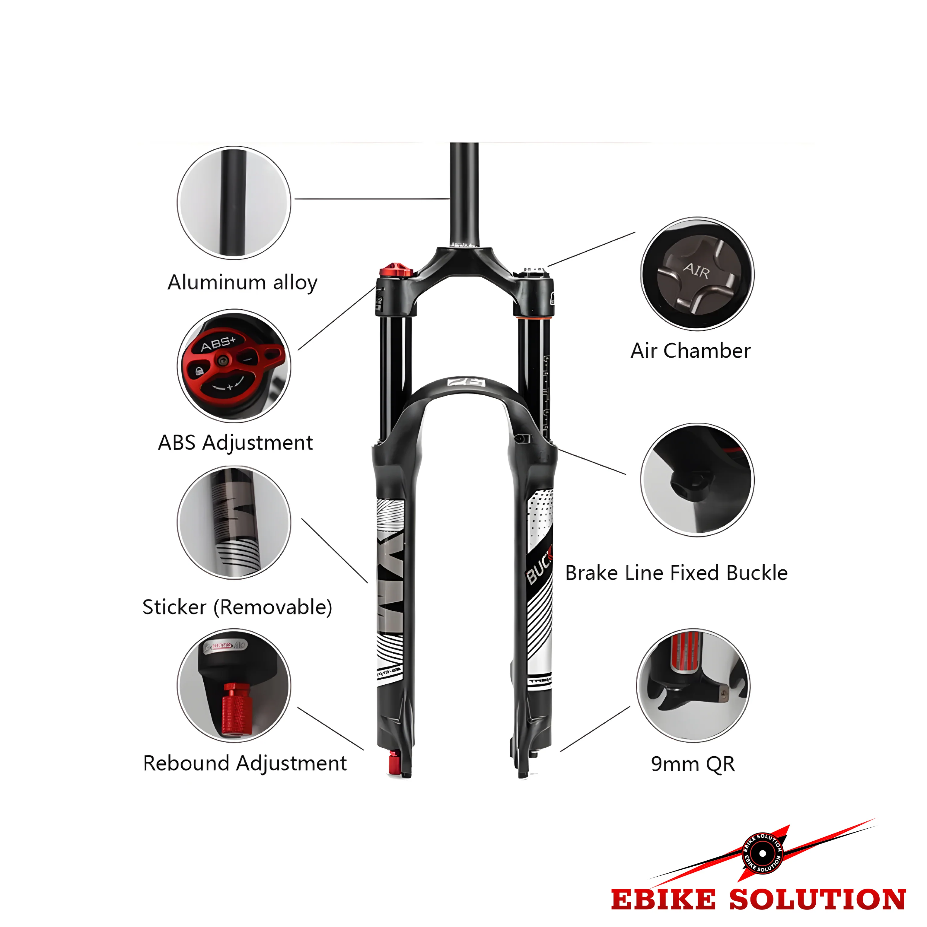 BUCKLOS 26/27.5 Quick Release Fork Air Suspension Manual Straight Tube - Image 4