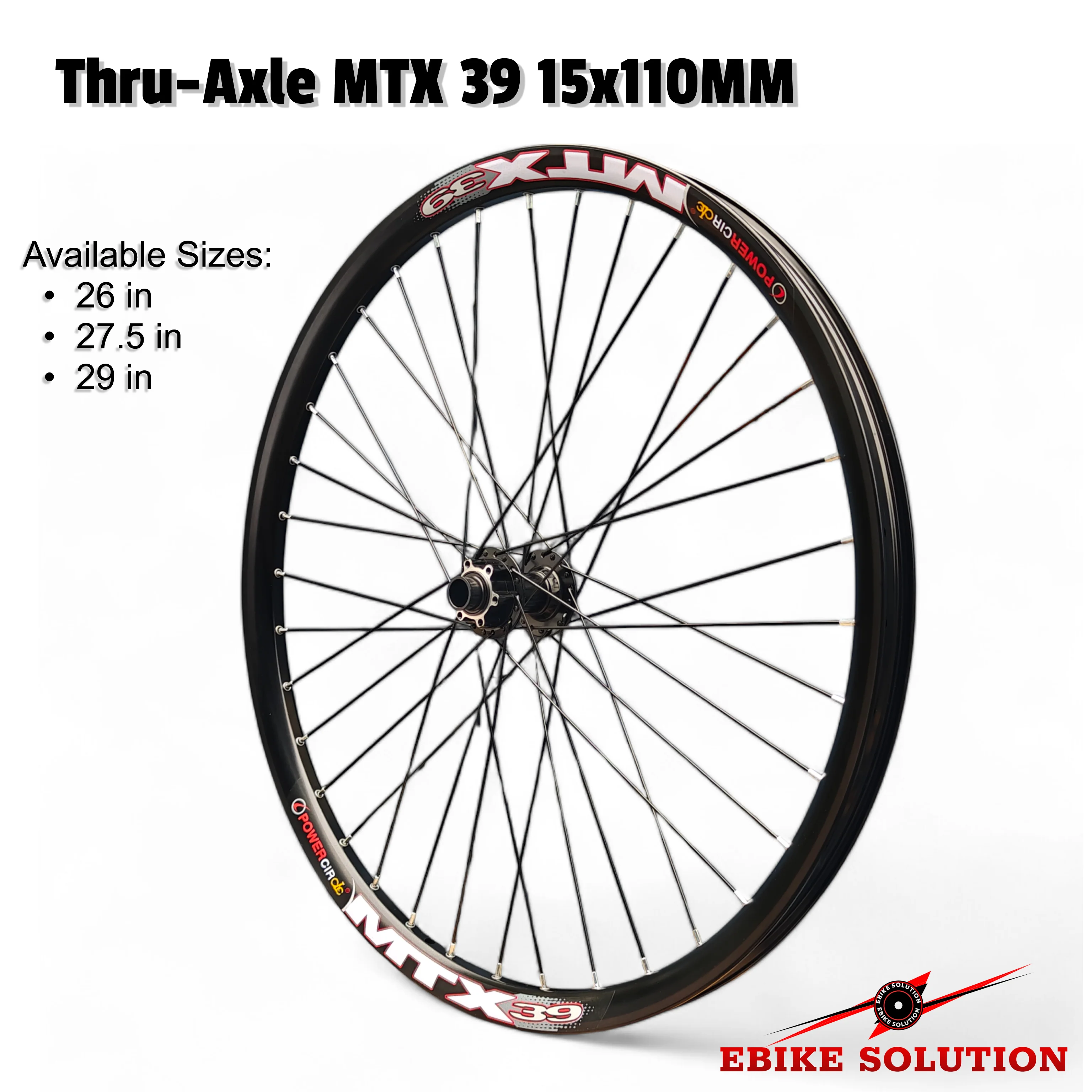Dual Layer MTX39 Rim Thru Axle Front Wheel 110x15MM MTB Ebike 26" 27.5" 29"