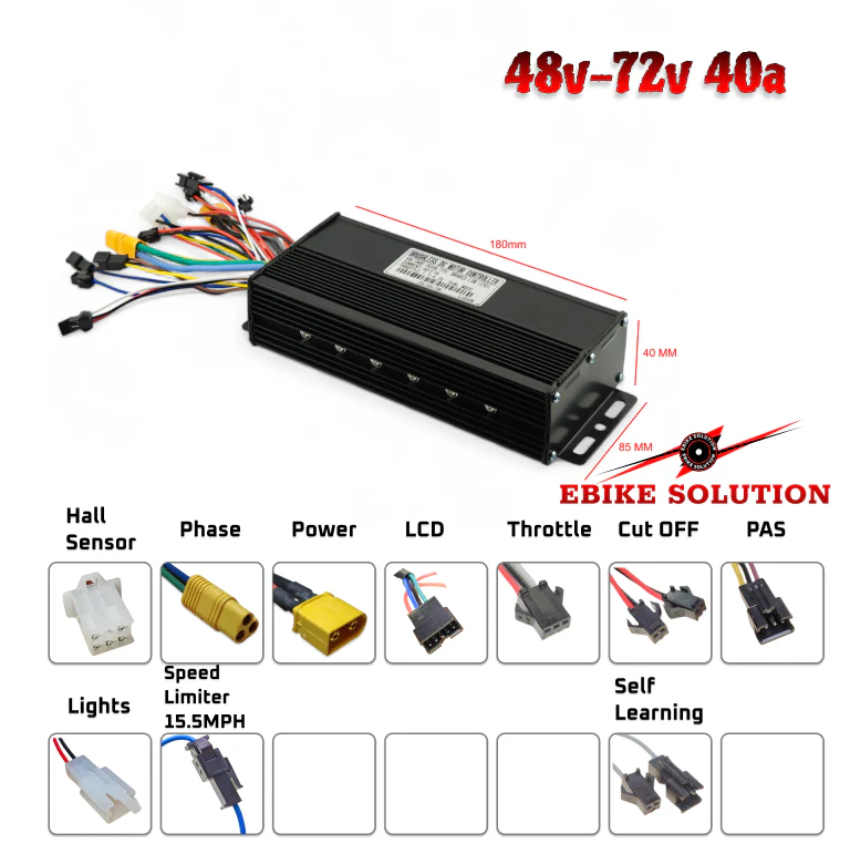 Ebike Brushless Motor Controller YF 48-72V 40A Remote Speed Limit Sine Wave Dual Mode - Image 3