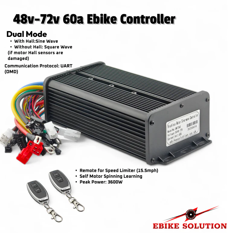 Ebike Controller 48-72V MQ 60A 4000W Sine Wave Dual Mode Self Learning