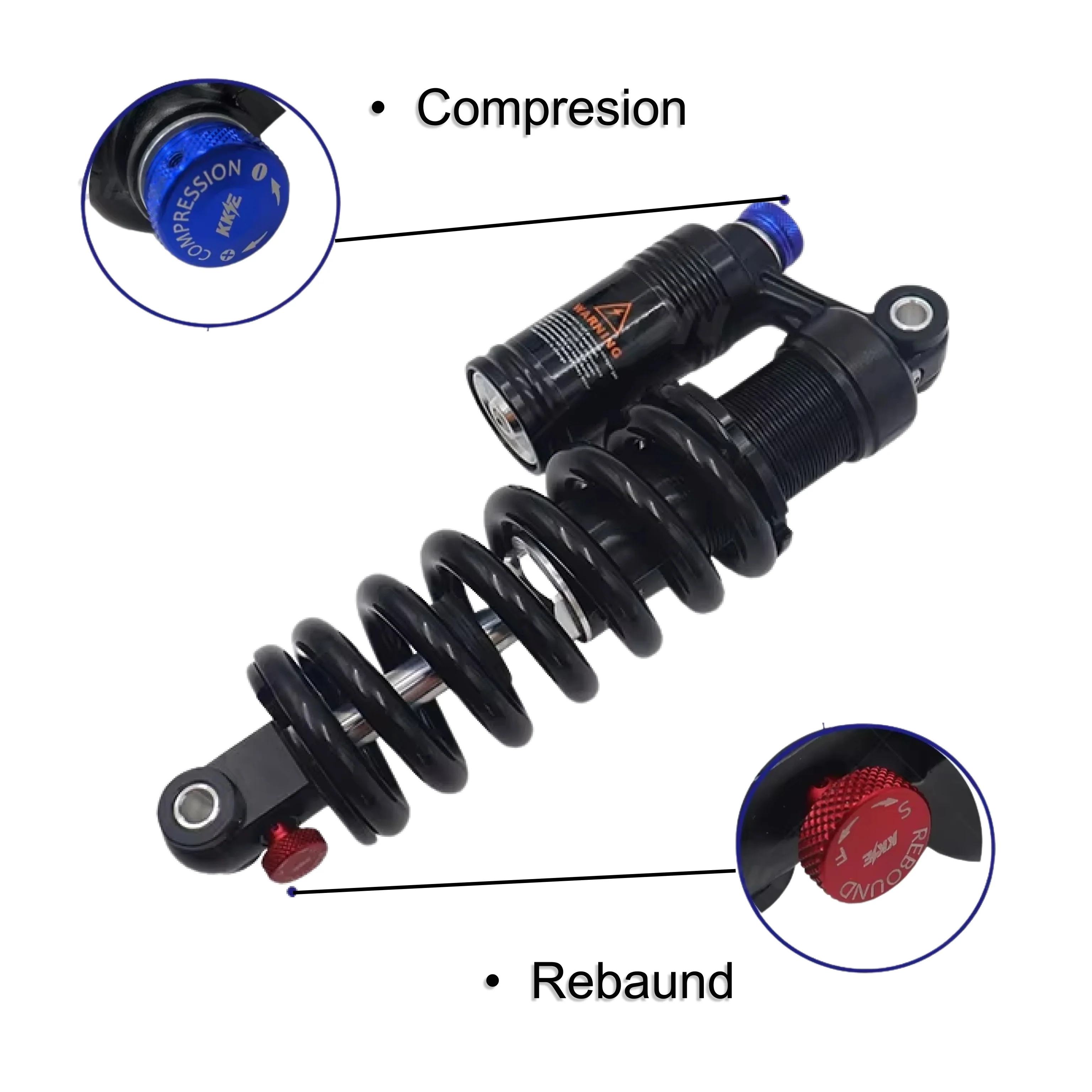 KKE Rear Shock Suspension Adjustable Damping 220mm 750lbs for Electric Bike - Image 3