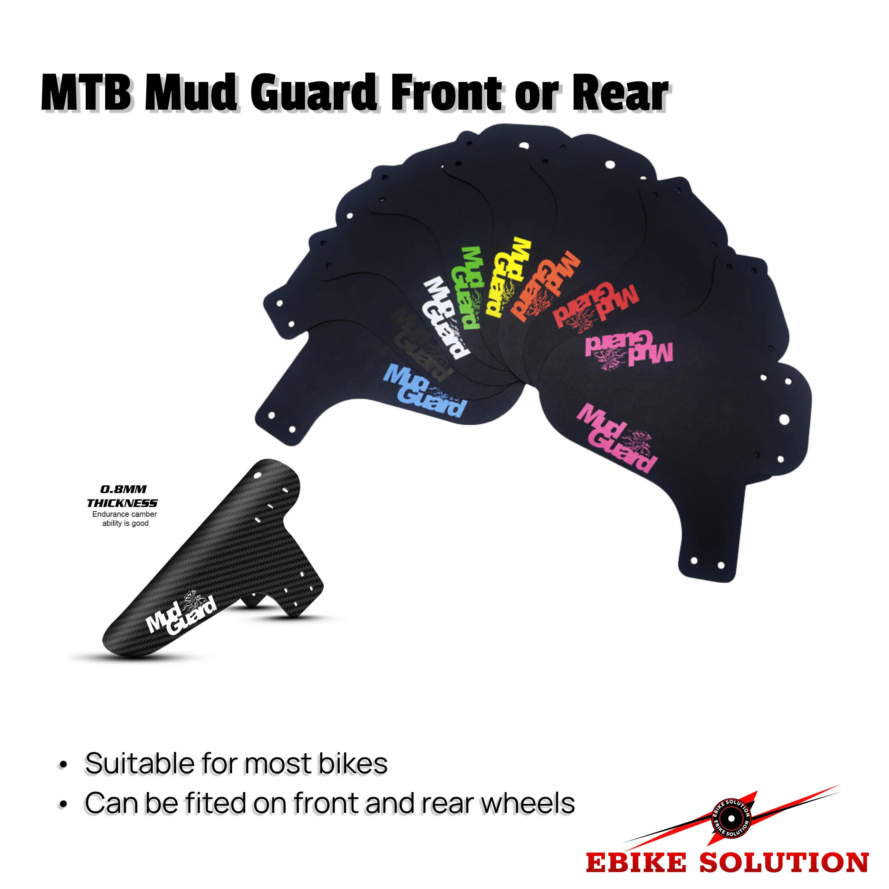 Mud Guard Cycling Mountain Bike MTB Front or Rear Mudguard Ride Fender