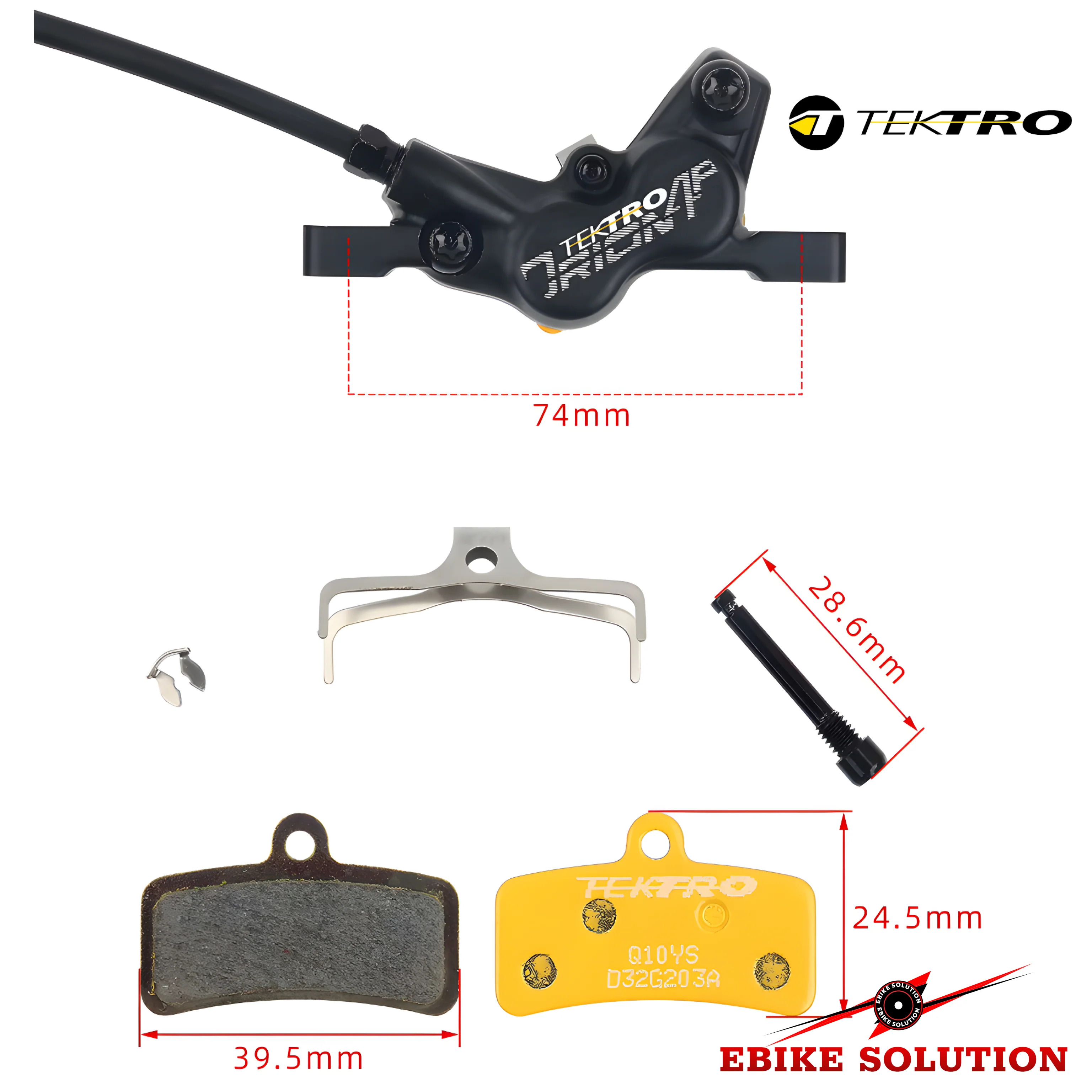 Tektro MTB Brake HD-M745 Mountain Bike 4 Piston Hydraulic Disc Brakes Front Rear - Image 8