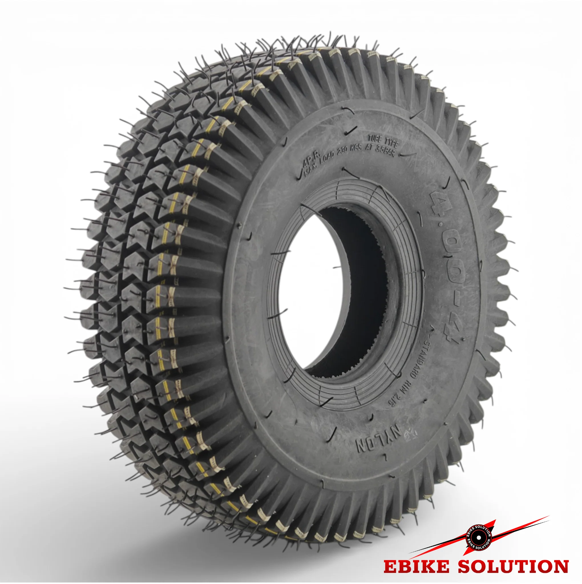 Tyre 4.00-4 Black Pneumatic Chevron Tread Mobility Scooter 4 Inch Wheel Rim 4ply
