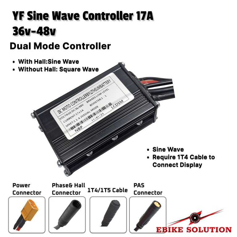 YF Ebike Brushless Motor Controller 36-48V 500W 6-FET 17A