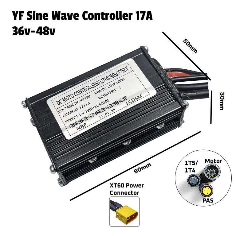 YF Ebike Brushless Motor Controller 36-48V 500W 6-FET 17A - Image 2
